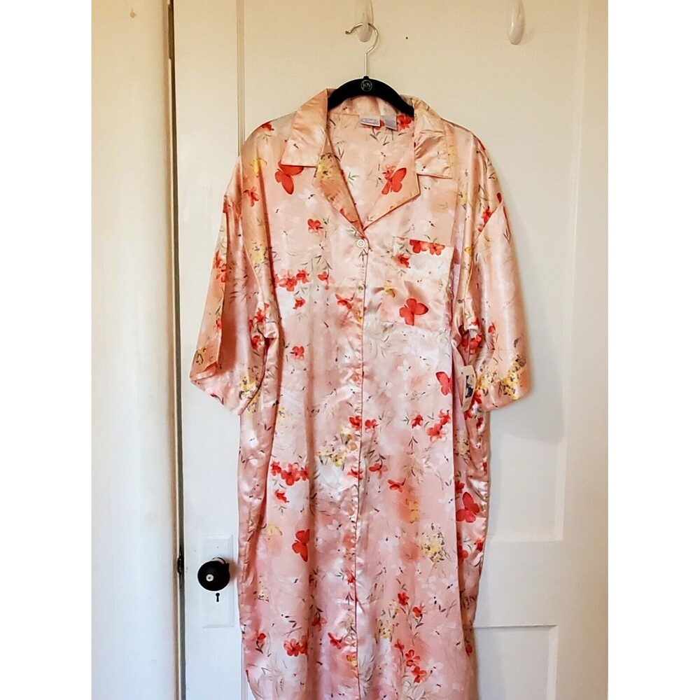 Peach Floral Nightgown Butterfly One Size Premier Intimates Underwear Lingerie